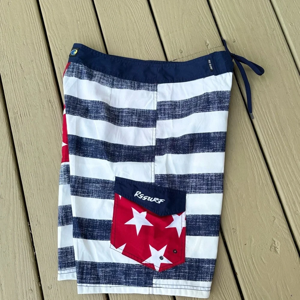 RS SURF Patriotic Men's Swim/Surf Shorts, Size: 32